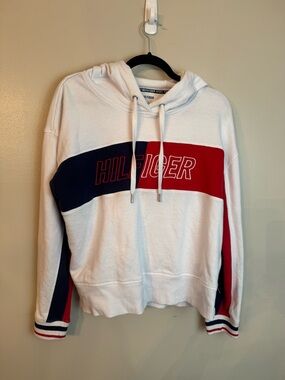 Women’s Tommy Hilfiger White Hoodie with Red & Navy Panels XL